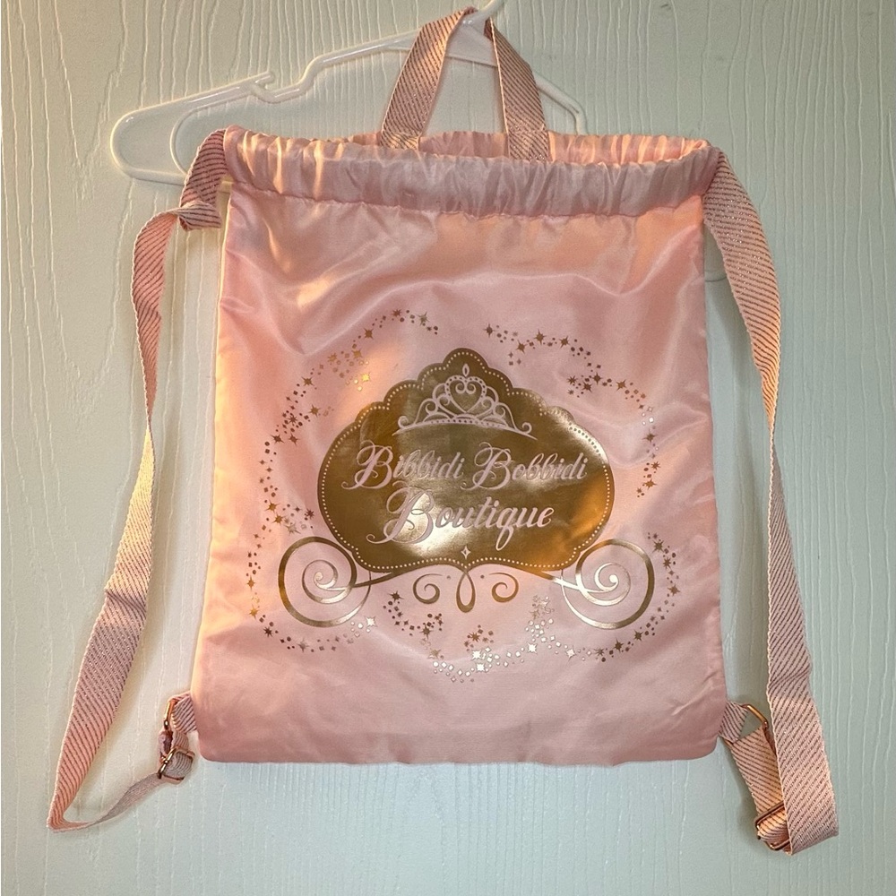 Disney Parks Bibbidi Bobbidi Boutique light pink & gold drawstring bag